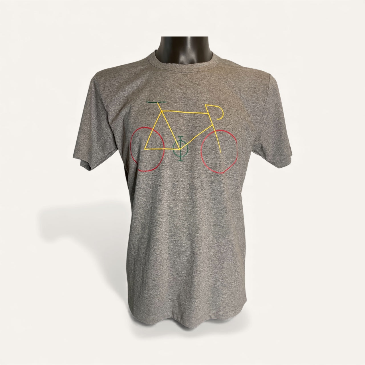 Maglietta “Linea Bike”, T-shirt minimal con stampa bicicletta a linee colorate, marca ql maglie