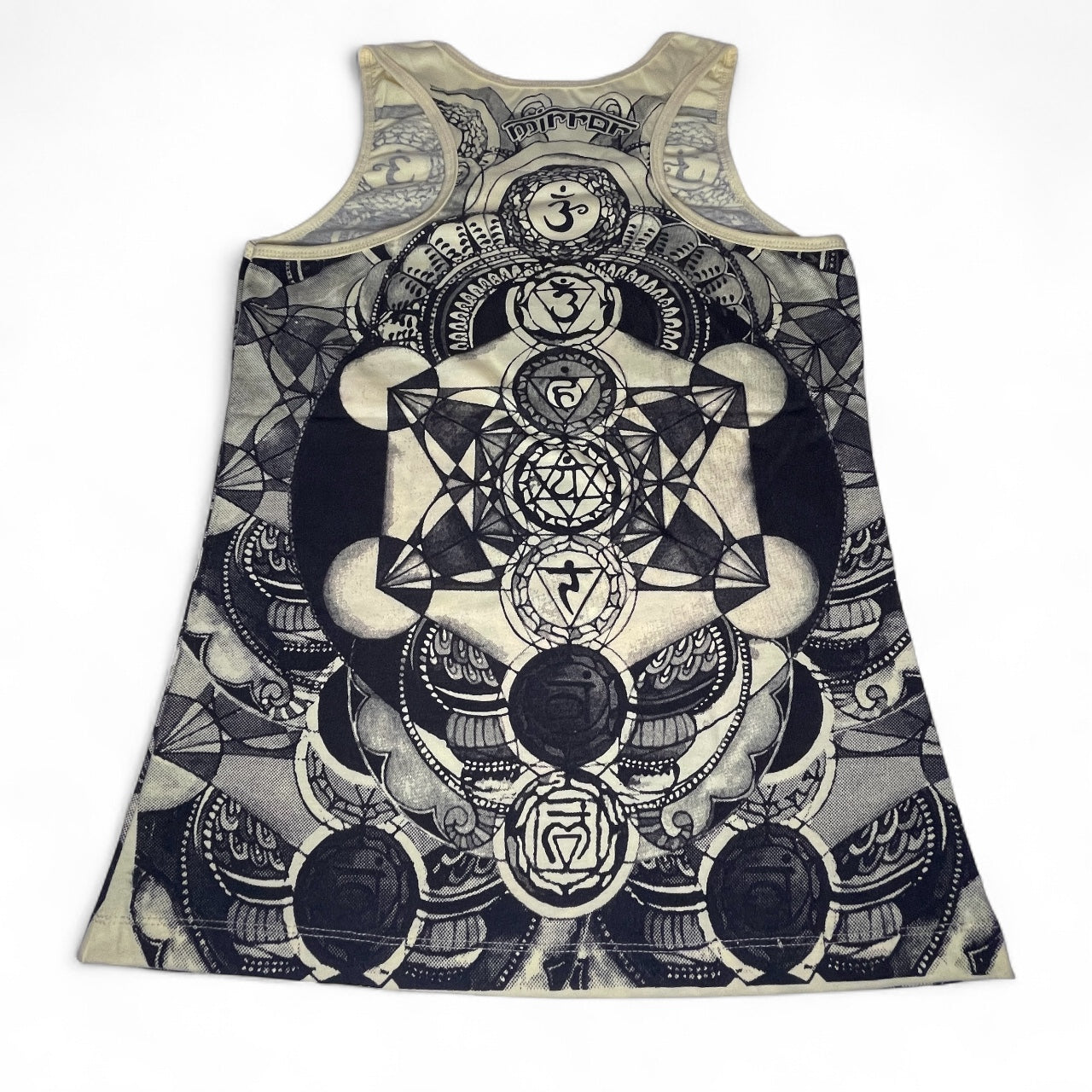 Canottiera donna in cotone con stampa full-print di chakra colorati in stile boho psichedelico,retro.