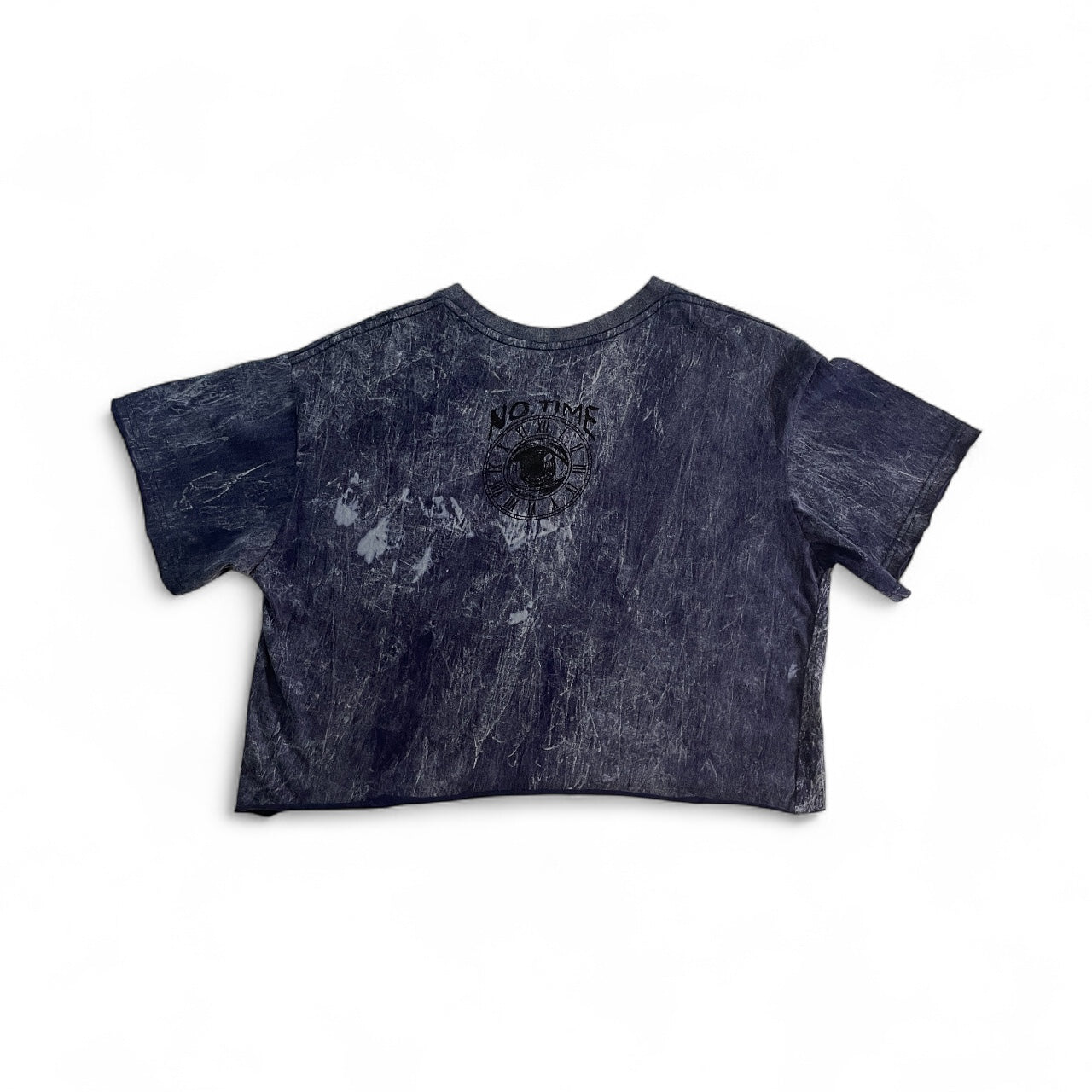 Crop top donna Grateful in cotone effetto vintage con stampa funghi psichedelici, fiori e scritta hippie anni ’70