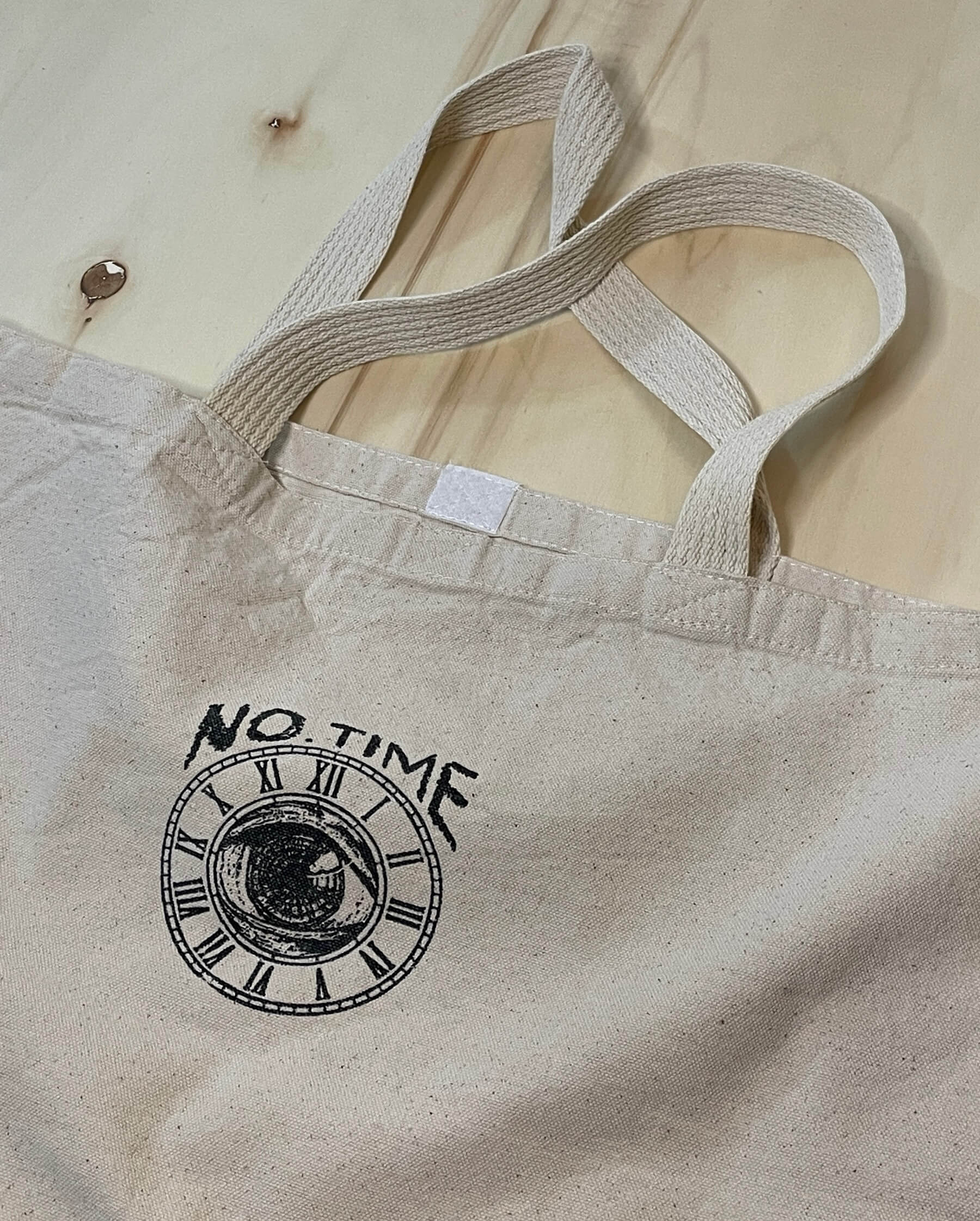 Borsa in tela di cotone grezzo con stampa artistica, tote bag resistente e capiente, chiusura con velcro