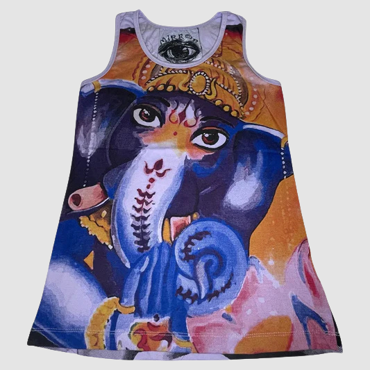 Canottiera Donna “Ganesh Energy” con Stampa Artistica di una Divinità Indiana, marca ql maglie