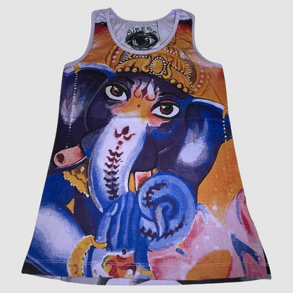 Canottiera Donna “Ganesh Energy” con Stampa Artistica di una Divinità Indiana, marca ql maglie