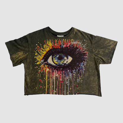 Crop Top Donna – Occhio Psichedelico Colorato - ql maglie
