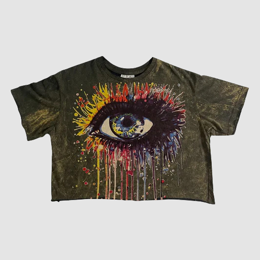 Crop Top Donna – Occhio Psichedelico Colorato - ql maglie