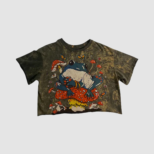Crop Top Donna Rana su Fungo Psichedelico – Stile Vintage Hippie - ql maglie