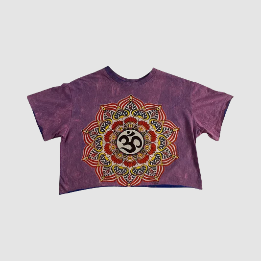Crop Top Donna Viola Mandala – Simbolo OM Yoga - ql maglie