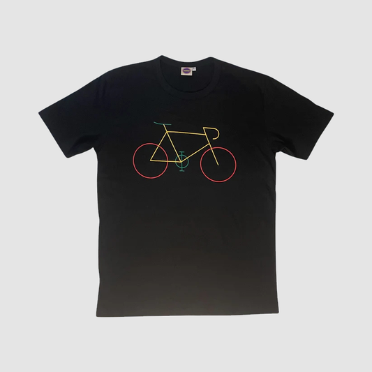 Maglietta “Linea Bike” – T-shirt minimal con stampa bicicletta a linee colorate - ql maglie