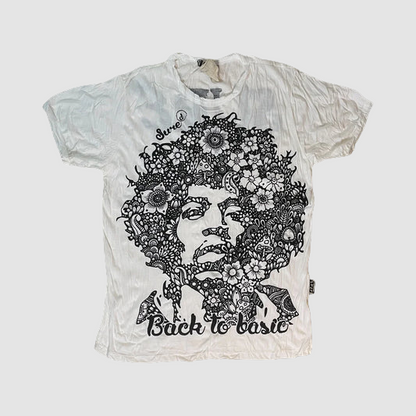 T-shirt unisex Jimi Hendrix floreale con scritta “Back to Basic” della marca ql maglie