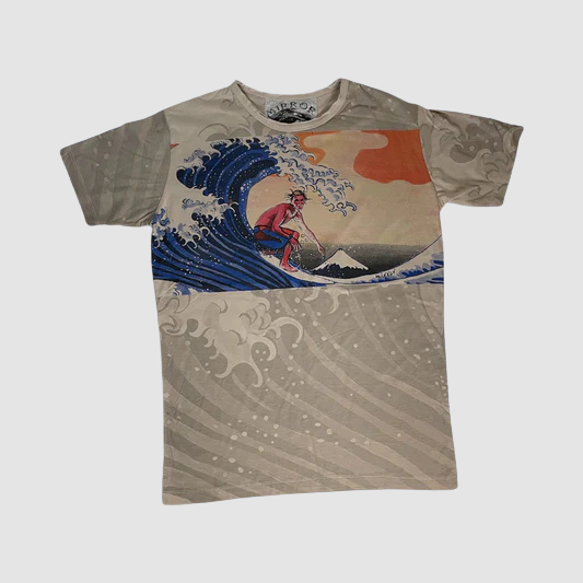 T-shirt Unisex “Wave Rider” – Full-print onda ukiyo-e & surf vintage - ql maglie